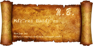 Mérei Balázs névjegykártya
